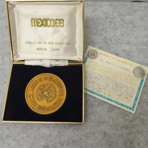 1968 Mexico Olympic Bronze Aztec Medal From Japan With Box Used - Picture 1 of 5