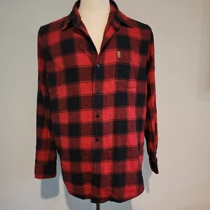Chaps Mens XL Shirt Long Sleeve Button-Down Red/Black Plaid Check Flannel A-58 - Picture 1 of 10
