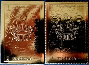 VAE 1970er Perf + Imperf MNH Space Apollo 14 Fujeira 2 Gold Briefmarken - Bild 1 von 3