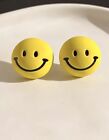 Śliczne żółte kolczyki sztyfty Happy Smiley Face nowe bez metki