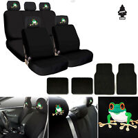 For Ford New Semi Custom Frog Logo Car Seat Covers Steering Wheel and Mats Set
