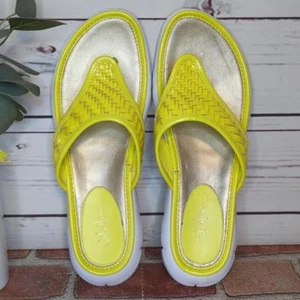 Cole Haan gelb und weiß bequeme gewebte Zehenstegsandalen Damengröße 8 - Bild 1 von 15