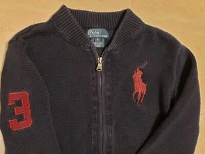 Kids Polo By Ralph Lauren Zip Up Sweater Polo Pony And Arm Number 3 SIZE 6 - Picture 1 of 5