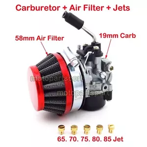 Racing Carburetor Red Air Filter Jets 50cc 60cc 80cc Motorized Bicycle Push Bike - Picture 1 of 6