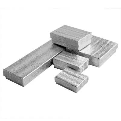 Silver Foil Cotton Filled Gift Boxes Jewelry Cardboard Box Lots of 100, 200, 500 - Image 1 of 4