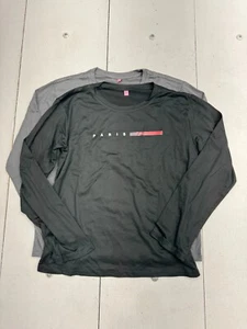 Shein Gray Black 2 Piece Long Sleeve Paris Graphic Shirts Girls Size 14 - Picture 1 of 5