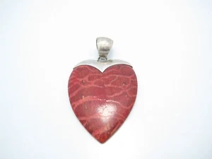 Sterling Silver Red Quartz Jasper Heart Pendant Or Charm - Picture 1 of 6