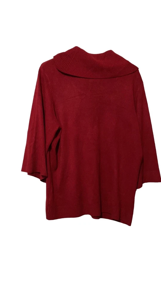 Top de cuello alto manga 3/4 tejido rojo mediano para dama Foto 1 de 3