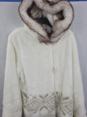 Hannah на Mar Lo белый искусственного меха с капюшоном пальто размер большой новый без ЯРЛЫКОВ  - Изображение 1 из 4
