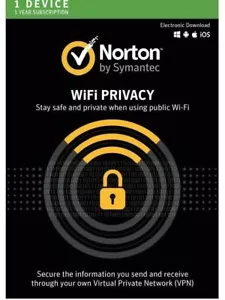 Norton Secure VPN (Norton WiFi Privacy) 2025 1 Devices 1 Year Delivery by Email - Picture 1 of 4