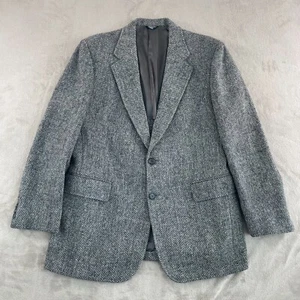 Vintage Harris Tweed Blazer Jacket Sport Coat 40R Gray 100% Scottish Wool - Picture 1 of 16