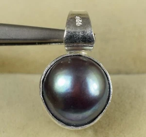 7.95 Karat / 10 MM Natürlich Rund Tahitische Schwarz Süd See Perle Anhänger VDO - Bild 1 von 7