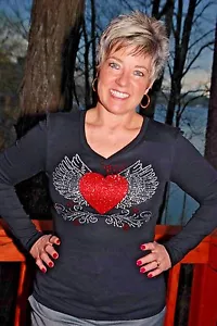 Camicia San Valentino Glitter Cuore Strass Bling XS S M L XL 1X 2X 3X 4X 5X - Foto 1 di 12