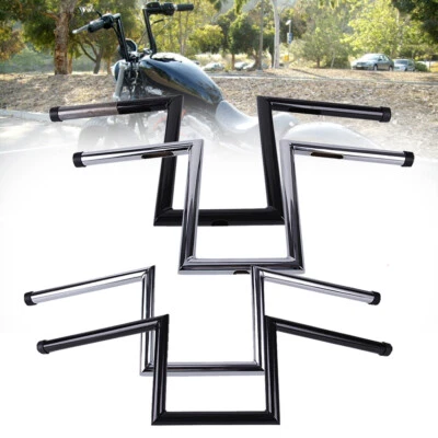 1" Motorcycle 8" & 10 1/2" Rise Ape Hanger Handlebars Z-Bar Drag Bars For Harley - Image 1 of 4