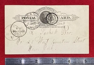 1888 **MR. L. SACHS B. BRO.** N.Y. PA. UX9 POSTAL CARD+FANCY "TARGET" CANCEL! - Picture 1 of 15