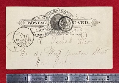 1888 **MR. L. SACHS B. BRO.** N.Y.  PA. UX9 POSTAL CARD+FANCY "TARGET" CANCEL! - Image 1 of 4