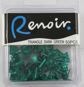 TRIANGLE BRADS DARK GREEN METALLIC RENOIR SCRAPBOOKING EMBELLISHMENTS 2 PACKSS - Picture 1 of 2
