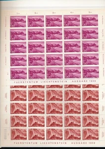 1959 LIECHTENSTEIN SOGGETTI VARI 14 FOGLI X 350 FRANCOBOLLI MNH F/2176 - Foto 1 di 5