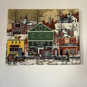 Vintage 1984 Main Street Storefront Nadelspitze Handarbeit Kreuzstich fertig - Bild 1 von 19