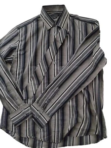 Bundle Smart Mens Full Circle Striped Shirt and Tie Size L - Picture 1 of 4