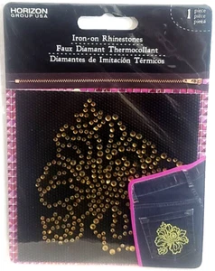 HORIZON GROUP USA Iron-On Rhinestones - GOLD FLOWER - 1 pc - Picture 1 of 2