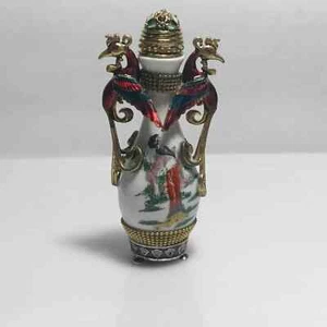 Exquisite Chinese handmade double wind ceramic cloisonné snuff bottle - Picture 1 of 8