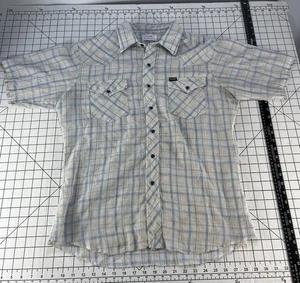 Vintage 70er 80er Kurzarm Western Lee Pearl Snap Kurzarm Karo Hemd L - Bild 1 von 7