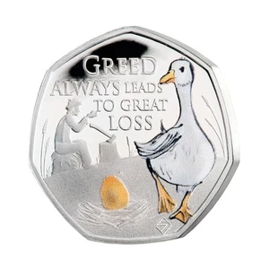 2022 St. Helena Äsop Fabeln - Die Gans, die das goldene Ei legte 8 g Silber - Bild 1 von 3