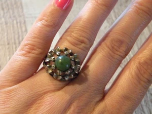 Anillo Pe Jay Creations Vintage Jade Girasol Plata de Ley 925 Talla 6 Piedra - Imagen 1 de 12
