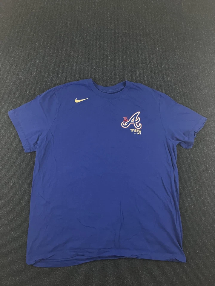 Camiseta Atlanta Braves Para Hombres XL Azul MLB Béisbol Nike Hank Aaron 715 Camiseta Foto 1 de 4
