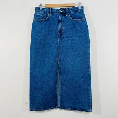 Falda COS Denim Midi Azul Cintura Alta 99% Algodón AU 10 EUR 38 Frontal Dividido Foto 1 de 4