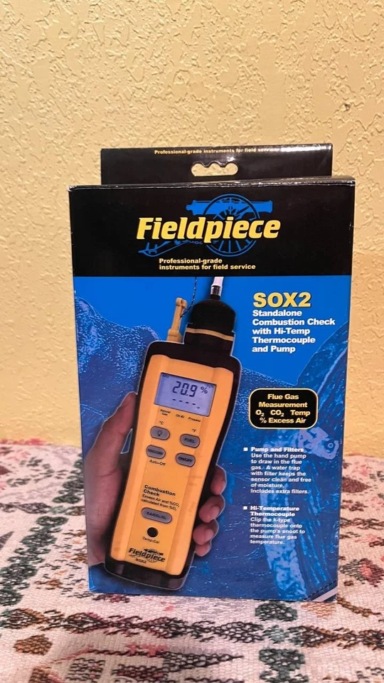Comprobación de combustión Fieldpiece SOX2 - Analizador de gas portátil - Nuevo / sin usar Foto 1 de 4