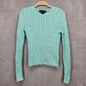 Ralph Lauren Black Label Women's Small Slim Fit Cable Knit Sweater Mint Green - Picture 1 of 11