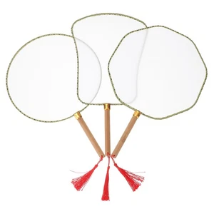 3 Pcs Blank Round Fan Handmade Painting Fans Chinese Silk Bride Held - Imagen 1 de 11