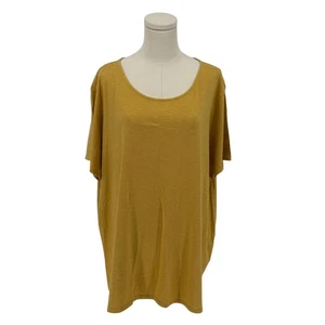 Pure Jill Mustard Yellow 100% Pima Cotton Scoop Neck Elliptical Tee (Size 2X) - Picture 1 of 3