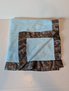 Seltene Little Beginnings blaue Fleece Plüsch Satin Borte Kreise Babydecke 30 Zoll gebraucht, in einwandfreiem Zustand - Bild 1 von 5