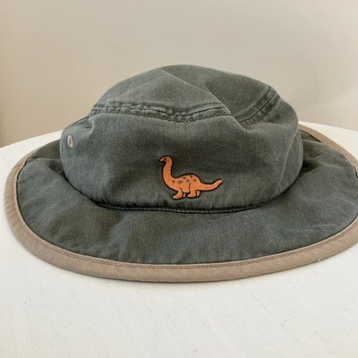 Gymboree Boy's Bucket Hat Green Beige Dinosaur 18mos-3T 100% Cotton Vintage 2003 - Image 1 of 4