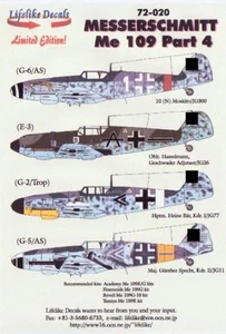 Lifelike 72-020 Messerschmitt Me-109 part 4 1/72 scale decals - Picture 1 of 1