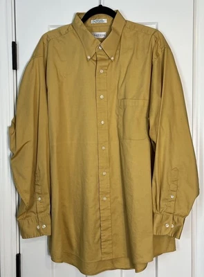 FALL Van Heusen Pinpoint Oxford Long Sleeve Shirt Mens Size XXL 18 34/35 Gold - Image 1 of 4