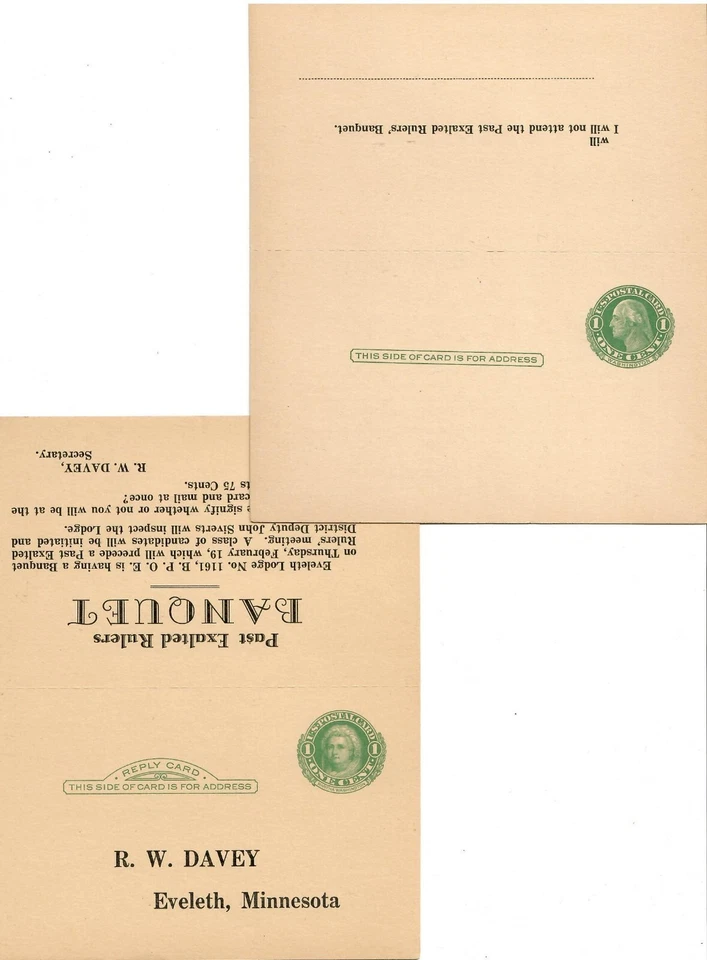 US, UY7, 1c+1c, 1915, 25 MNH Unfolded George & Martha Washington Reply Card's. - Image 1 of 1