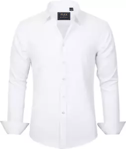 Men's Dress Shirts Solid Long Sleeve Formal Large Casual Button Down Shirts  - Picture 1 of 12