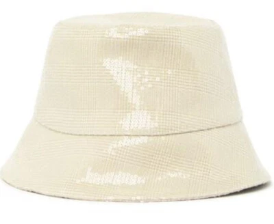 EUGENIA KIM CHARLIE LENTEJUELAS TONAL CUADROS CUBO SOMBRERO MARFIL OS NUEVO SIN ETIQUETAS Foto 1 de 4