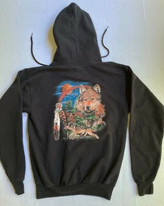 Indianer Indianer Wolf Hoodie Pullover Herren S All American Outfitters schwarz - Bild 1 von 5