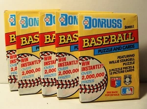 Lot of 5 1991 DONRUSS Baseball Series 1 Unopened Wax Packs 15 Cards & Puzzle MLB - Picture 1 of 4