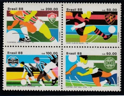 BRAZIL 1988 FOOTBALL, A MNH BLOCK - Image 1 of 2
