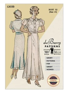 1930s Pretty Tea or Dinner Dress Vintage Sewing Pattern Bust 32 - Picture 1 of 2
