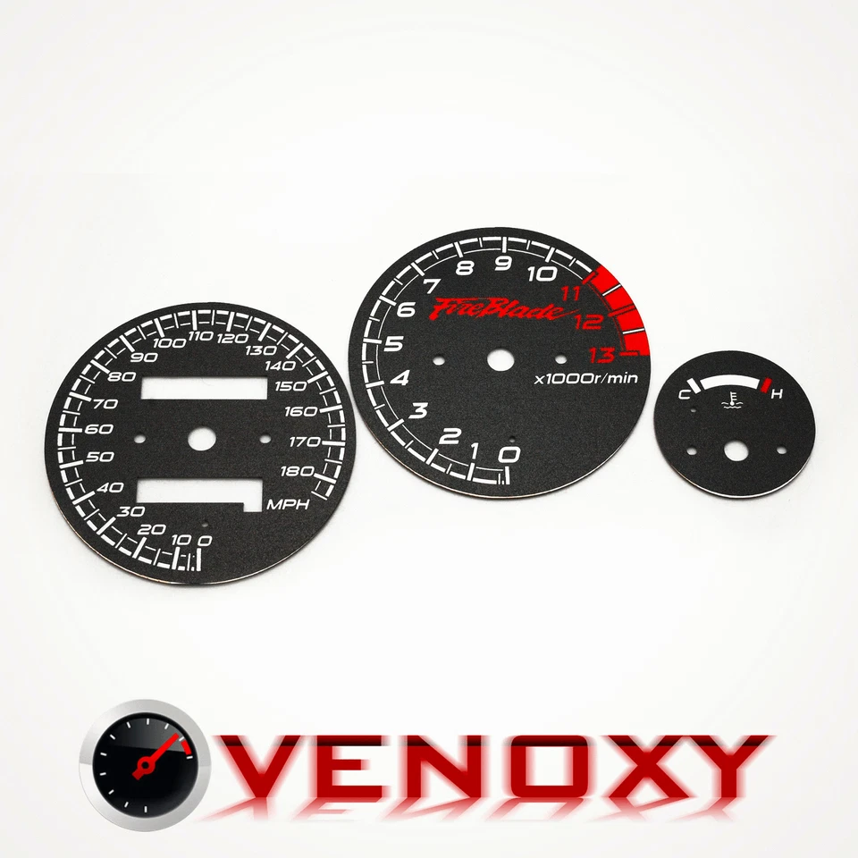 Honda CBR 900 RR 919 SC33 1996-1997 MPH Aftermarket Black Gauge Faces - Image 1 of 1