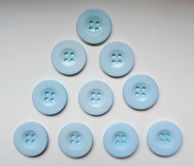 10 Pale Blue Four Hole Round Resin Buttons Size 25mm Larger Size - Image 1 of 2