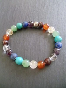 Chakra Kristall Armband Regenbogen Natur Edelstein Unisex Schutz Heilung Geschenk - Bild 1 von 7