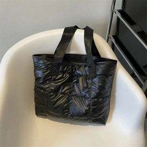 Women Large Puffer Shoulder Bag Quilted Shopper Ladies Commuting Tote Handbag - Picture 1 of 6